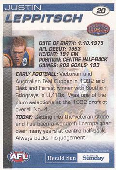 2005 Select Herald Sun AFL #20 Justin Leppitsch Back